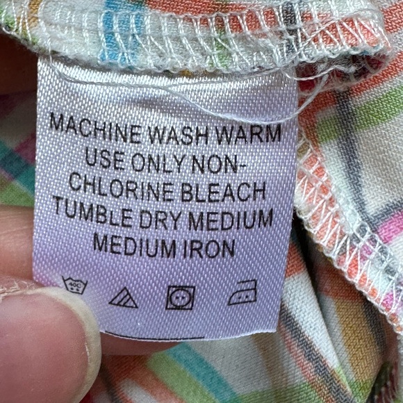 Chadwick’s Collections White Multi Color Empire Waist V Neck Front & Back SZ 12P - Picture 8 of 11